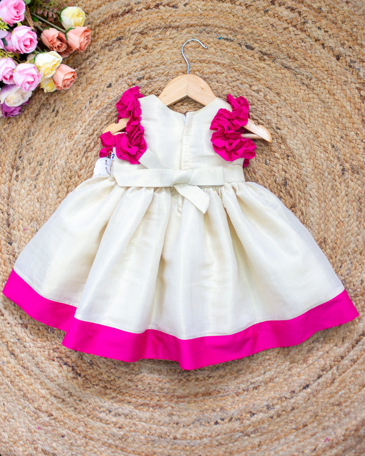 Kerala Heritage Lotus Printed Traditional Frock – Sandal Shade – Stanwells Kids
