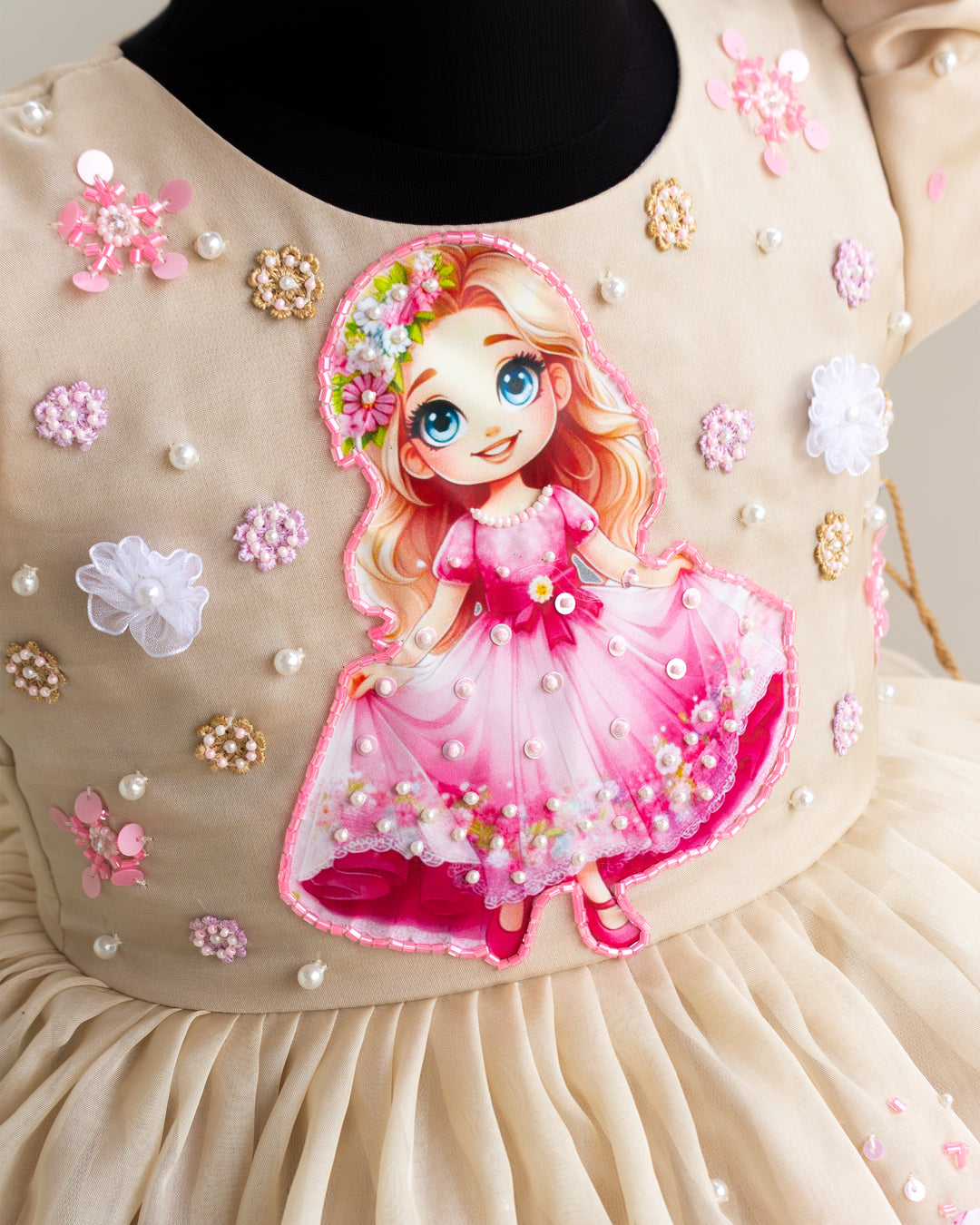 Dreamy sandal organza princess birthday frock side view for baby girl – Stanwells Kids