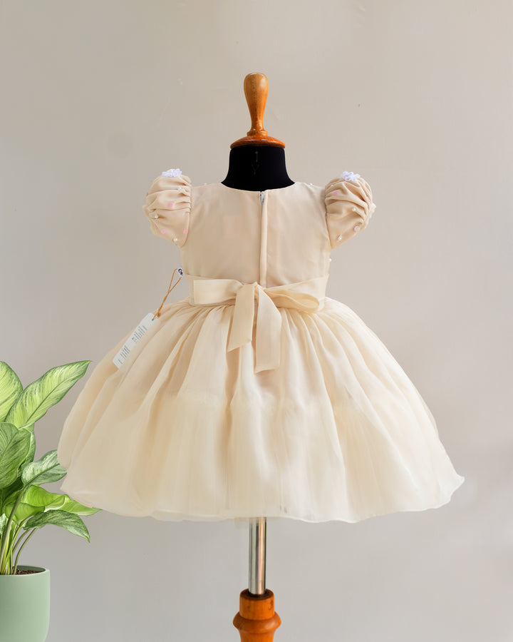 Sandal organza princess theme partywear birthday frock full look – Stanwells Kids