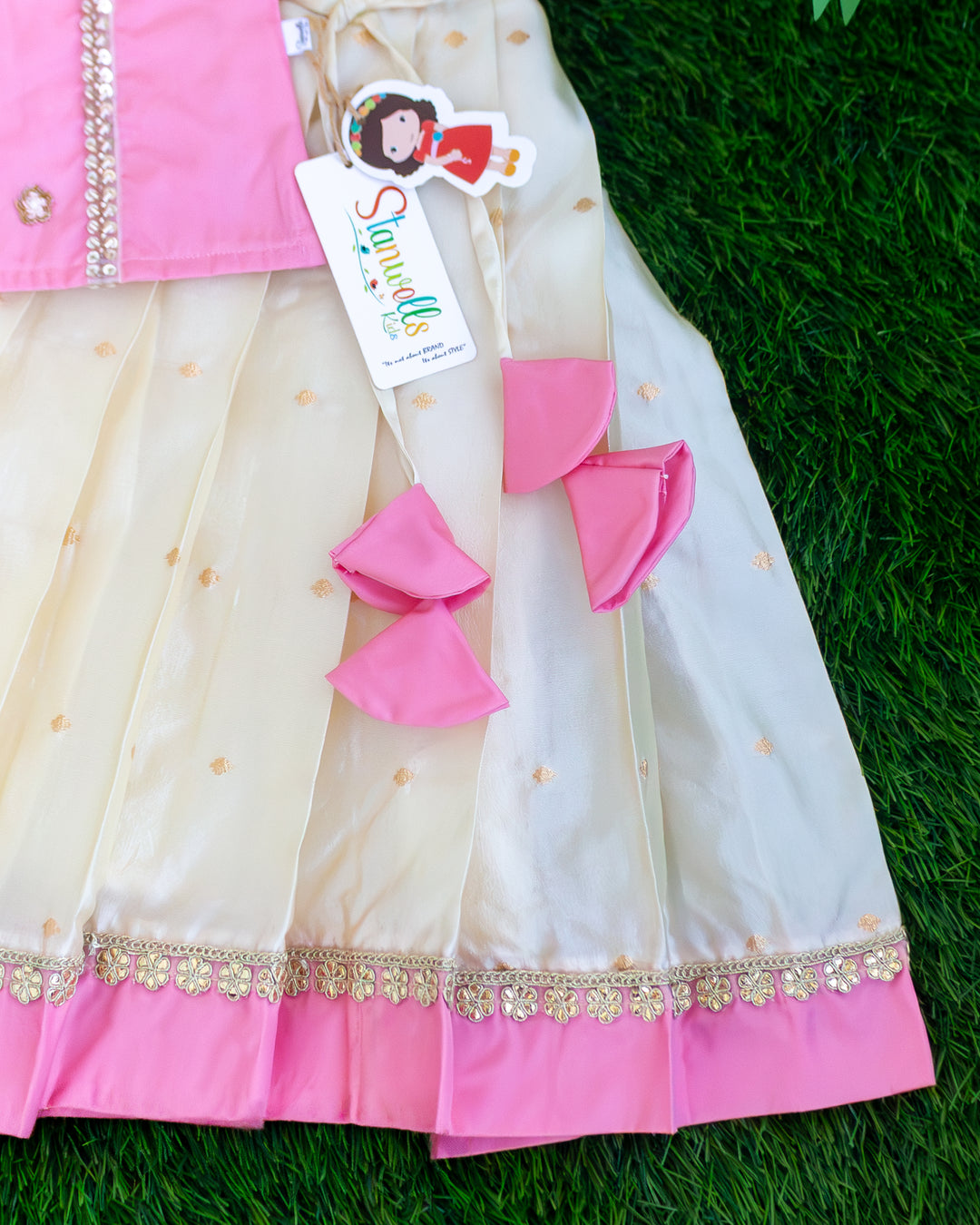 Sandal pink silk traditional lehenga choli full look for baby girl – Stanwells Kids