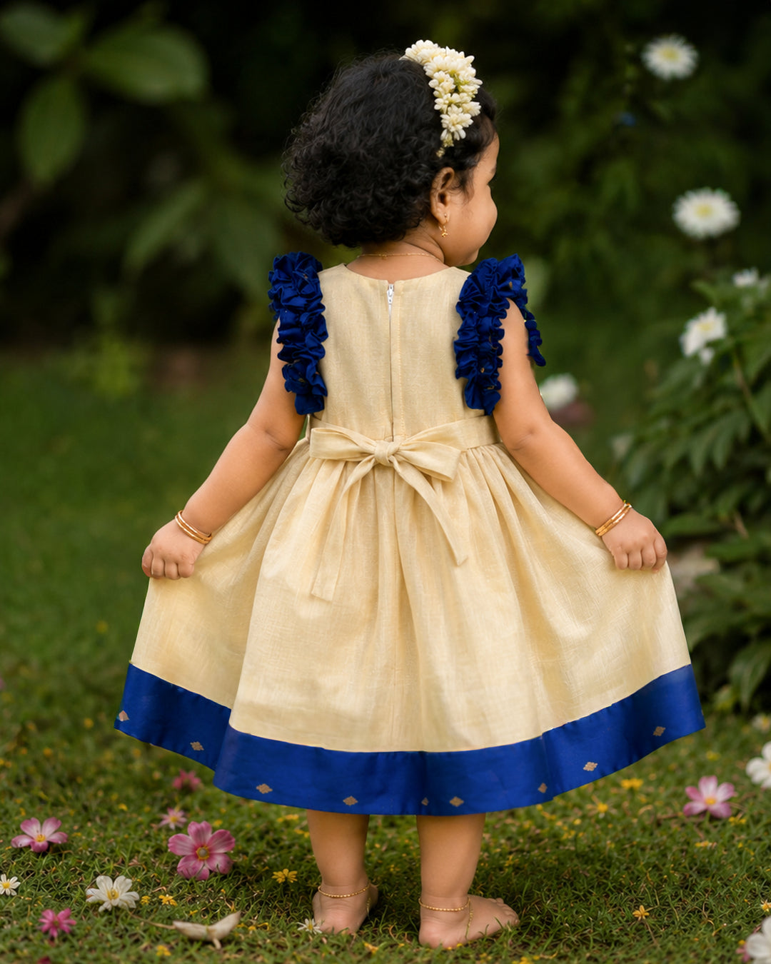 Sandal shade peacock Onam frock full look for baby girl – Stanwells Kids