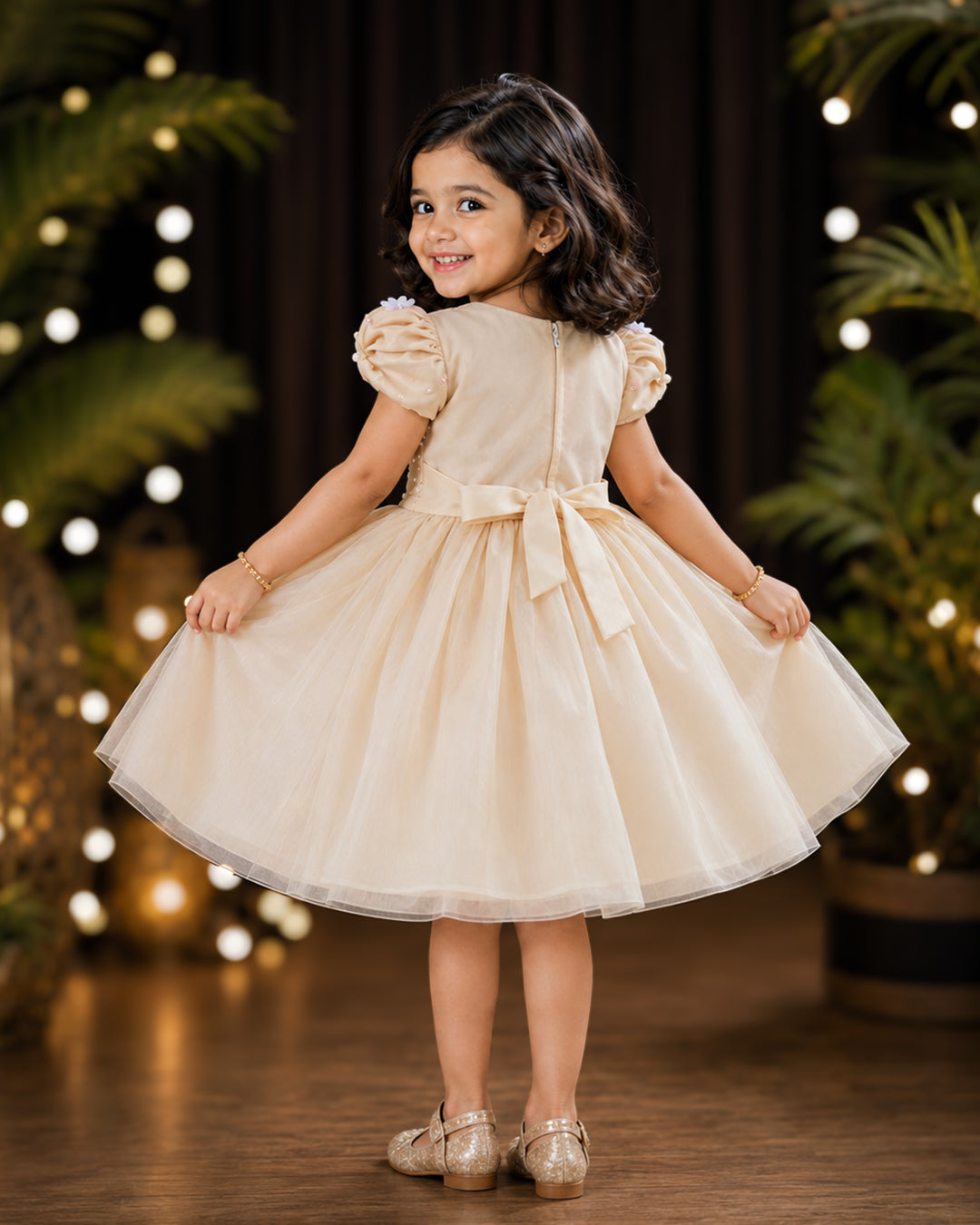 Sandal organza princess theme partywear birthday frock full look – Stanwells Kids