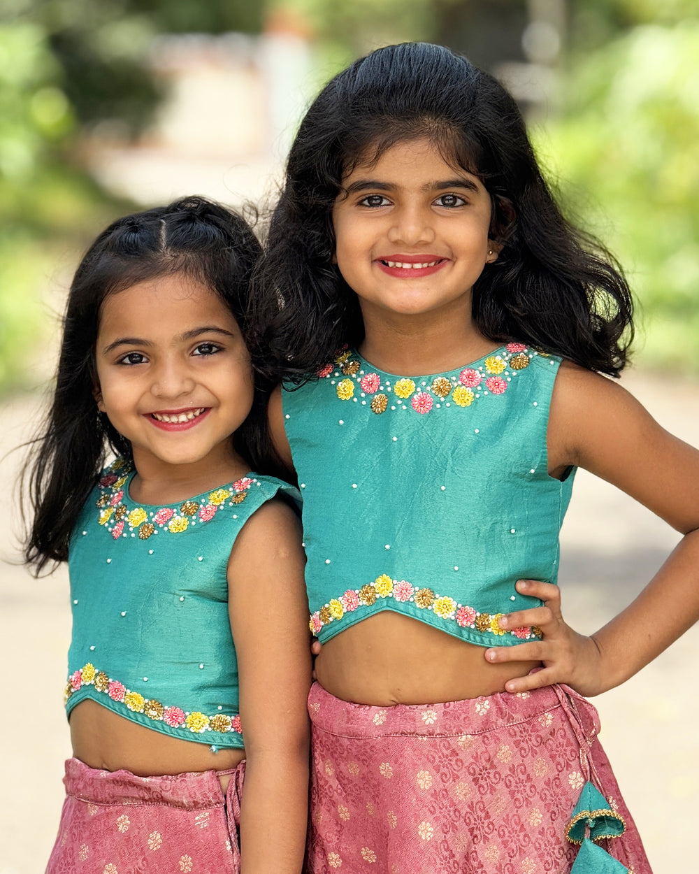 Sea Green Blush Pink Baby Girls Birthday Dress, Silk Handwork Premium Lehenga Choli, Party Wear Dress for Baby Girl