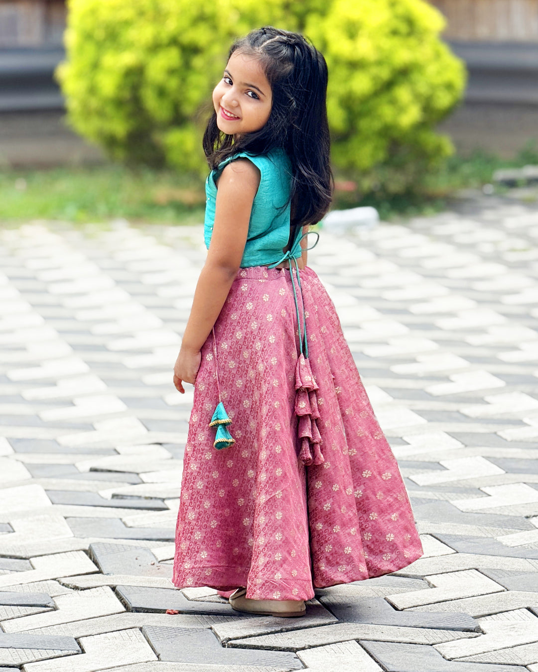 Sea Green Blush Pink Baby Girls Birthday Dress, Silk Handwork Premium Lehenga Choli, Party Wear Dress for Baby Girl