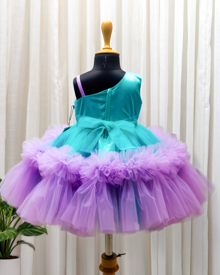 Sea green lilac pleated ruffles frock full look for baby girl – Stanwells Kids