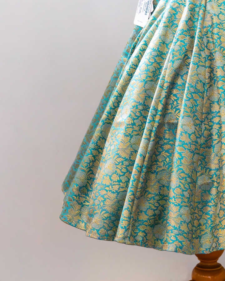 Sky blue Banarasi brocade lehenga choli full look for baby girl – Stanwells Kids