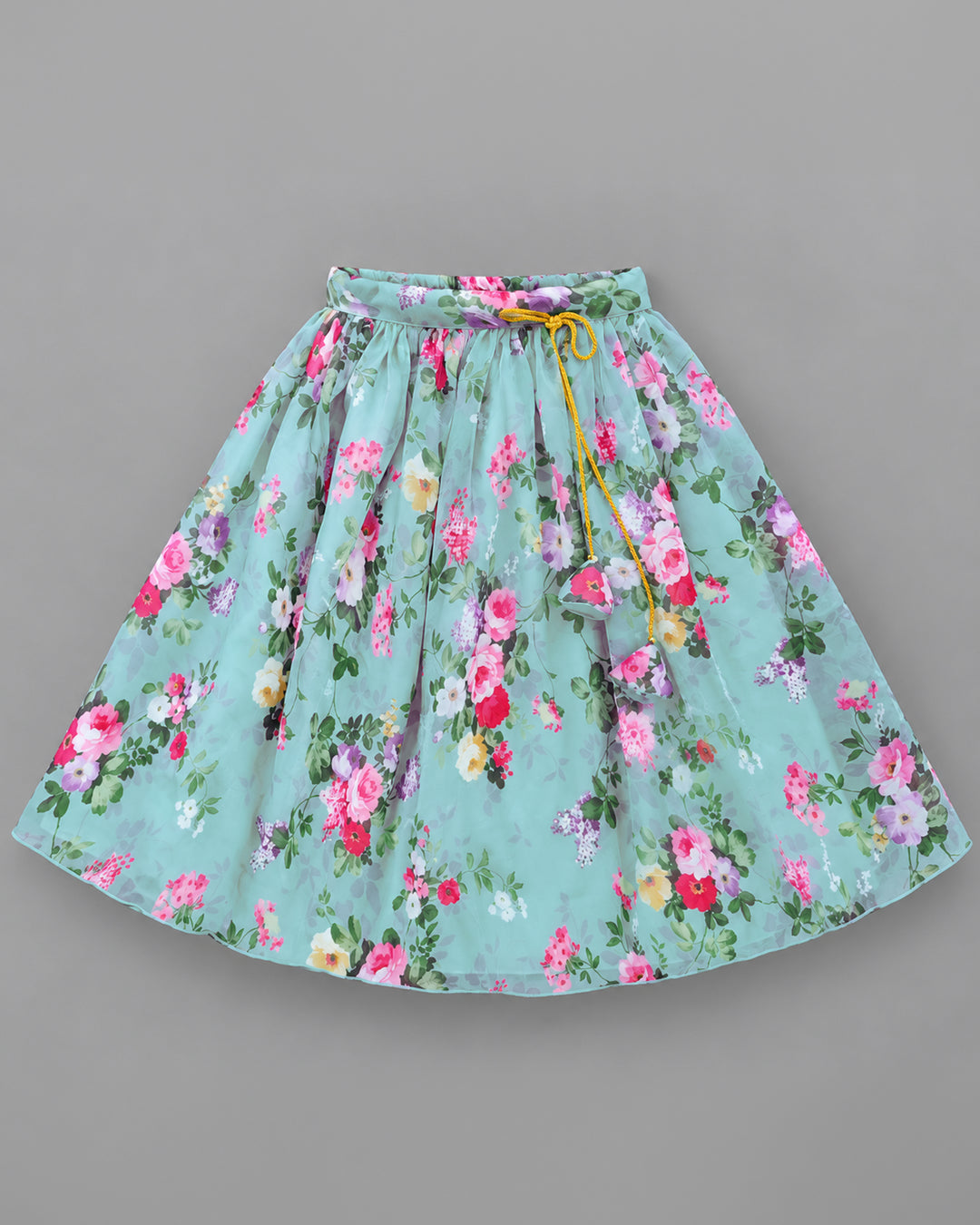 Sky Blue Chiffon Lehenga with Matching Blouse – Full Set View – Stanwells Kids