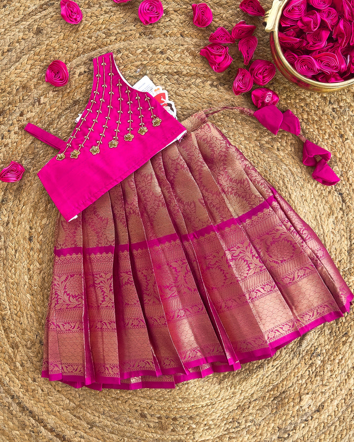 Stanwells Kids magenta lehenga choli for girls one shoulder festive dress