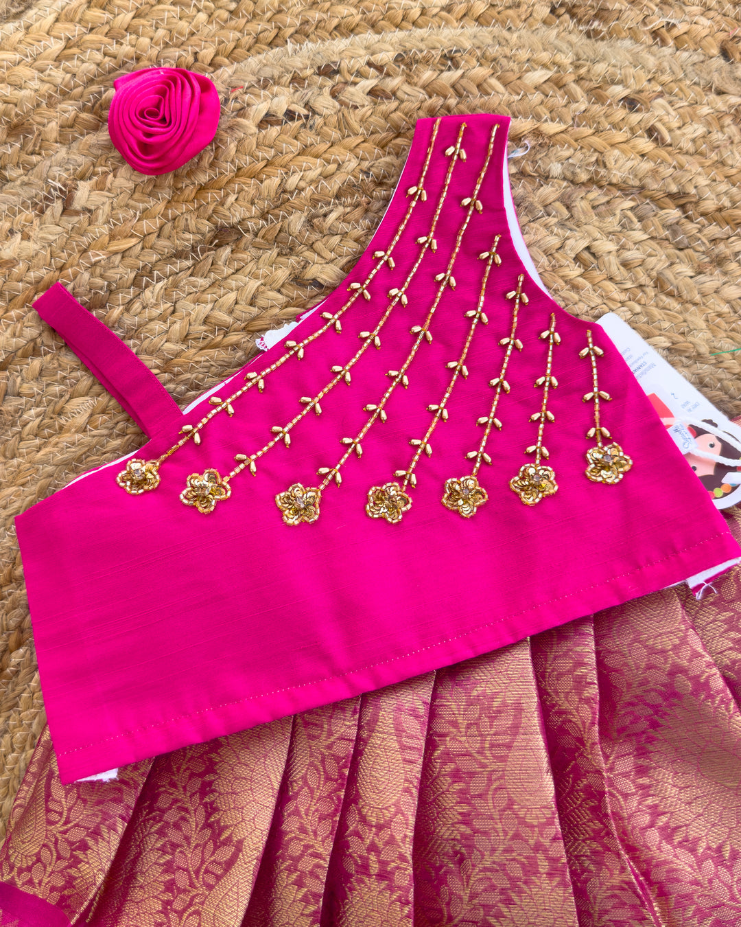 Stanwells Kids magenta lehenga choli for girls one shoulder festive dress