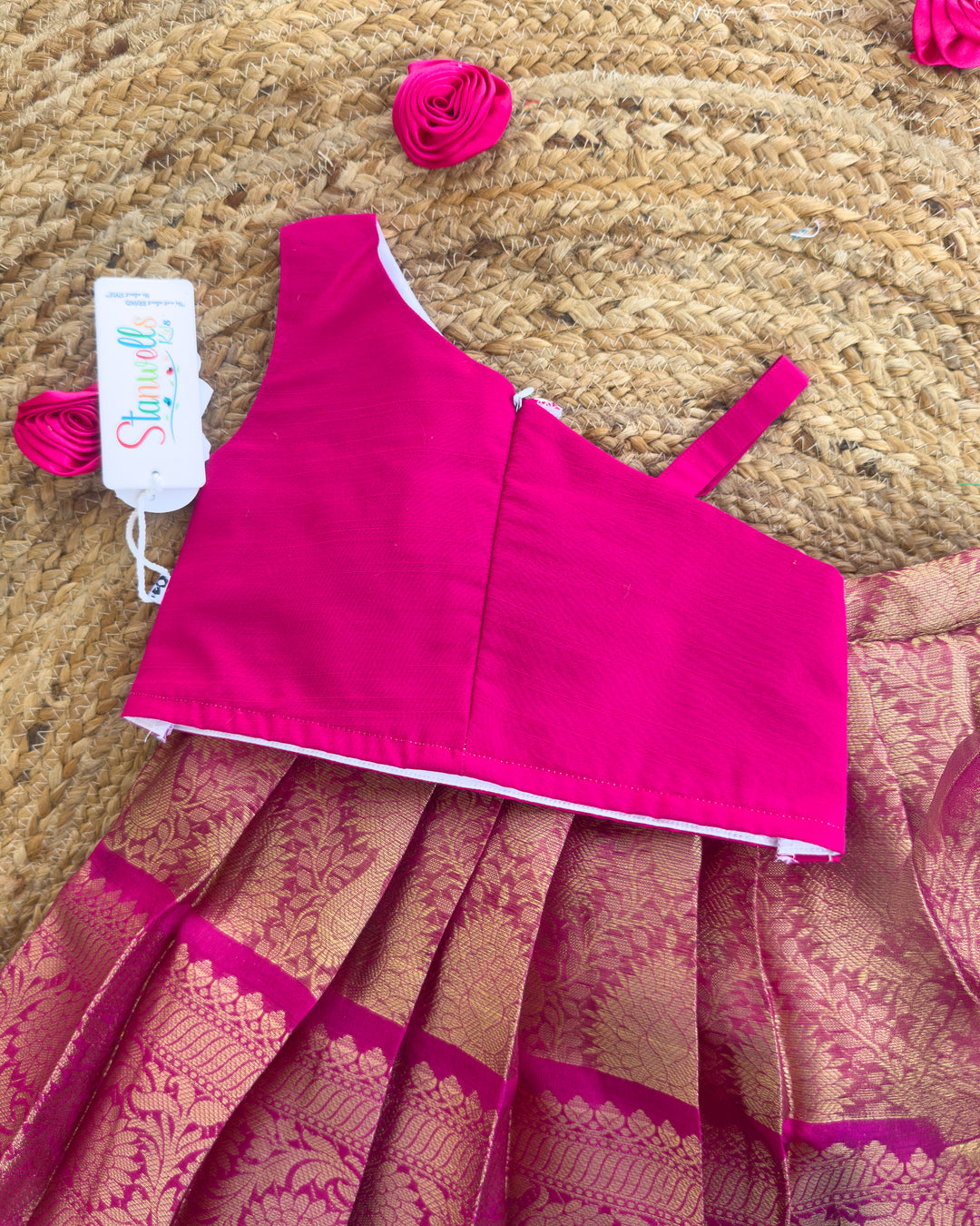 Stanwells Kids magenta lehenga choli for girls one shoulder festive dress