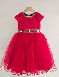 Ruby Red Handwork Embroidery Birthday Frock for Baby Girl – Stanwells Kids