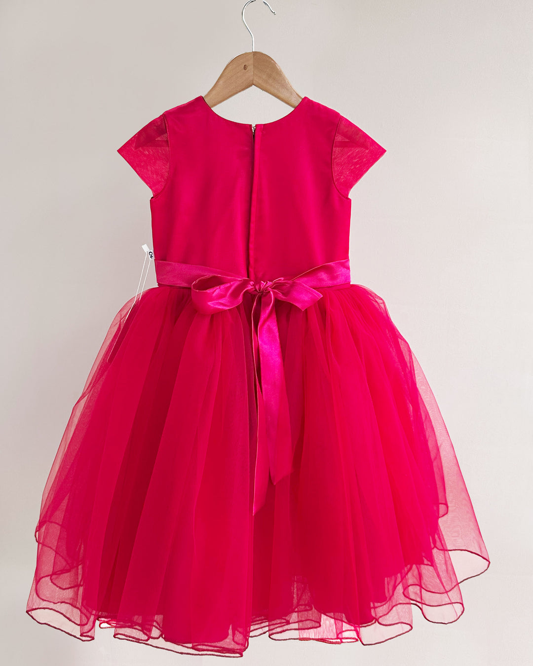 "Ruby Red Shade Baby Girls Birthday Dress with Handwork Embroidery"