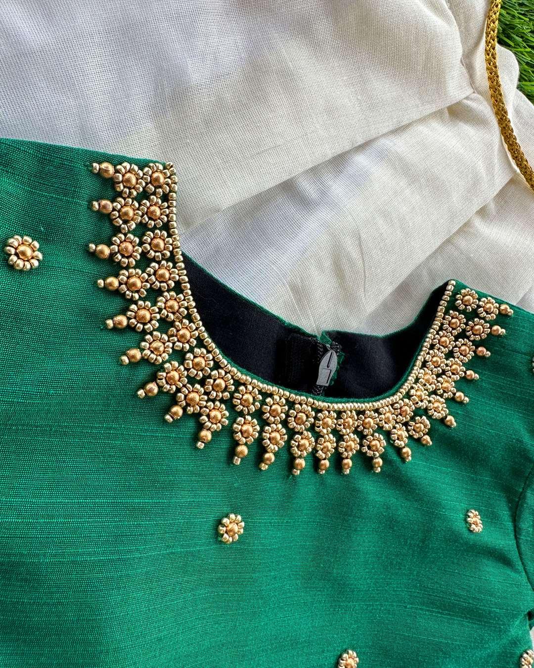Blouse Neck Design Simple Beads Work In Churidar Simple Embroidery
