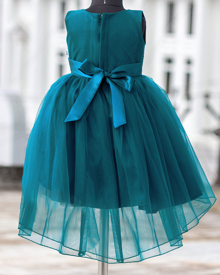 Teal blue detachable tail partywear frock full look for baby girl – Stanwells Kids