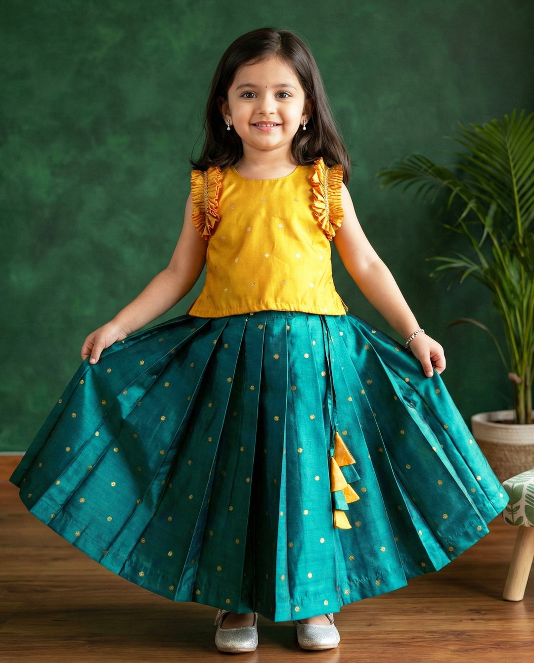 Turquoise Green Mango Yellow Silk Baby Girls Birthday Dress Lehenga Choli Stanwells Kids Turquoise Green Mango Yellow Silk Baby Girls Birthday Dress Lehenga Choli Stanwells Kids
