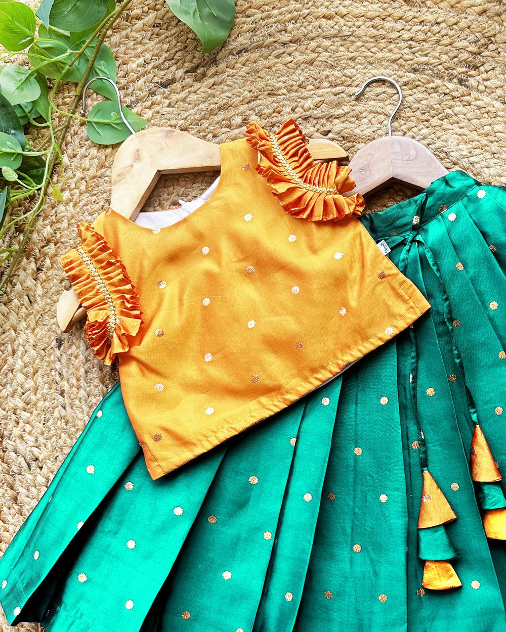 Turquoise green mango yellow silk baby girls birthday dress, traditional lehenga choli, festive kids wear, ethnic baby girl outfit