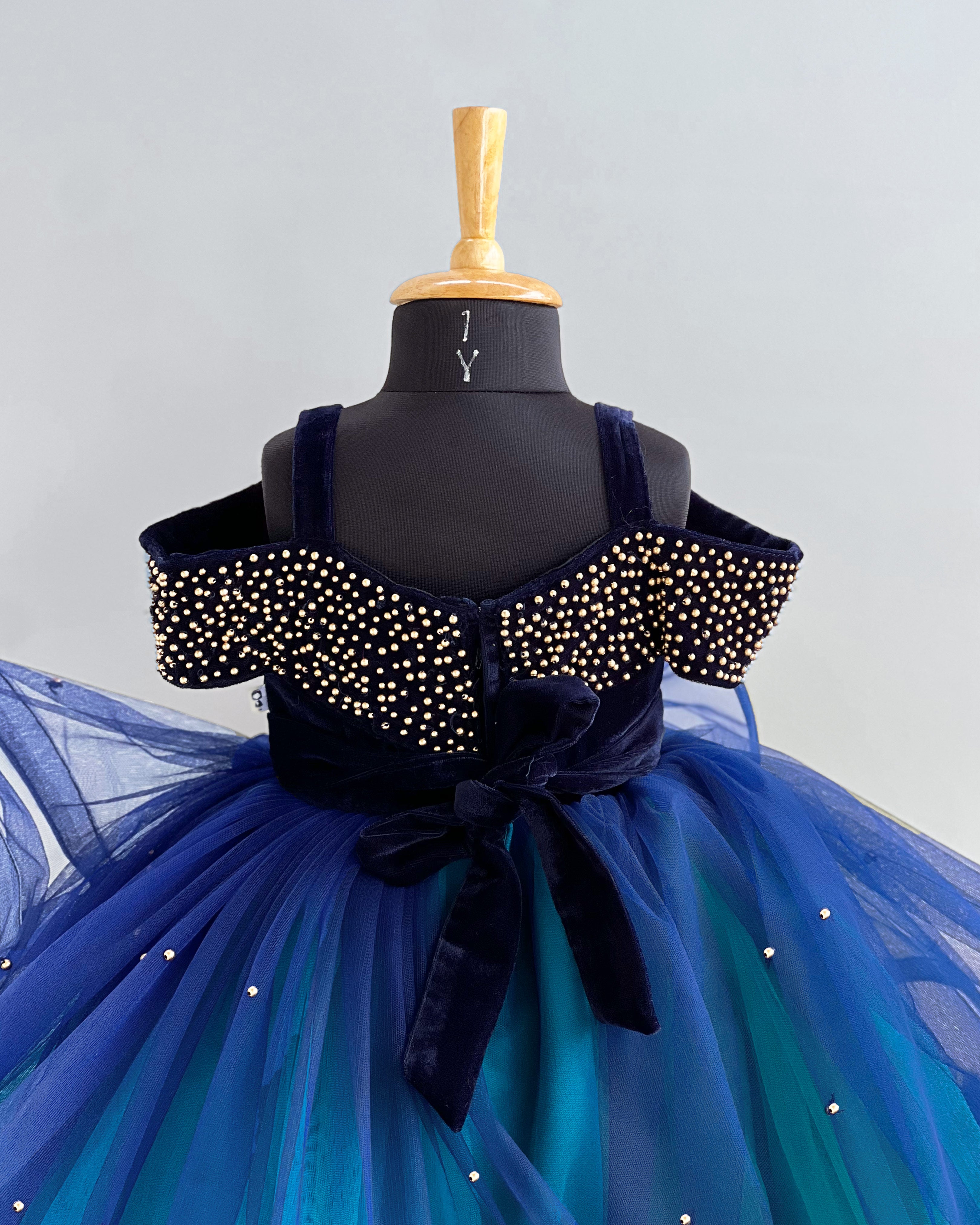 navy blue dress for baby girl Turquoise Navy Baby Girls Birthday Gown
