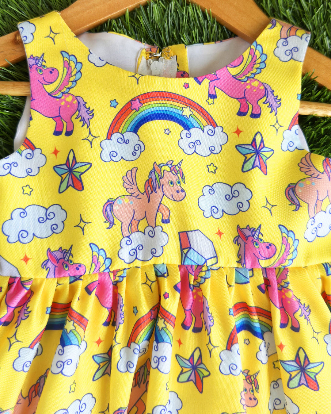 Unicorn printed baby girl's rayon frock