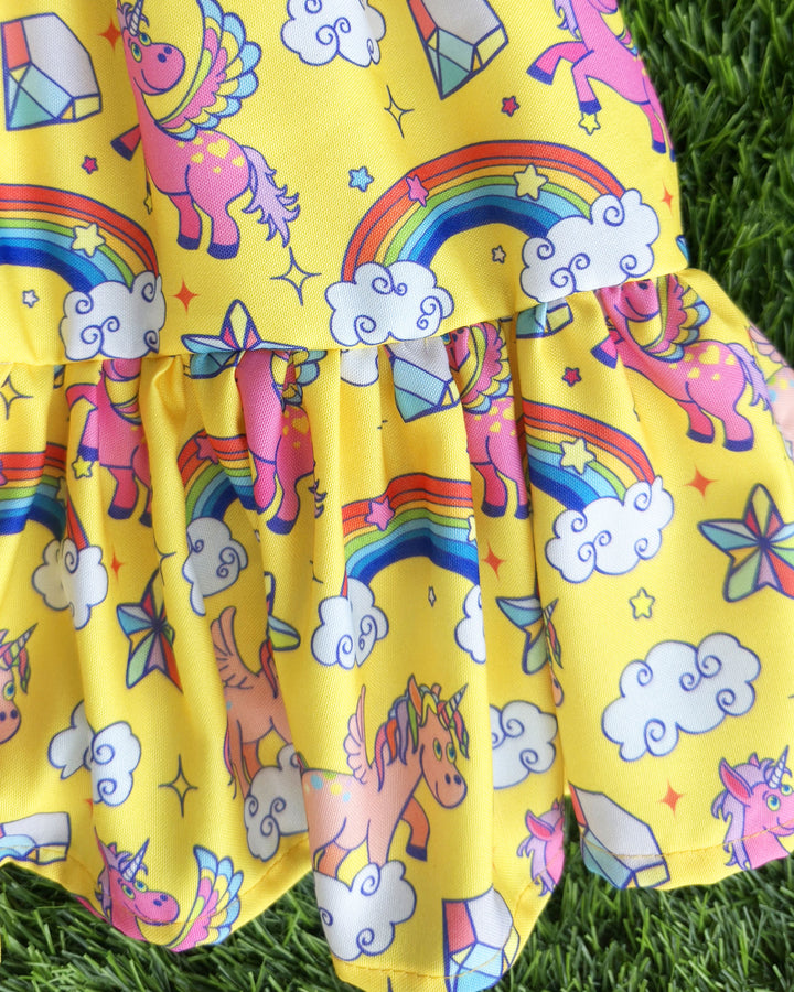 Unicorn printed baby girl's rayon frock