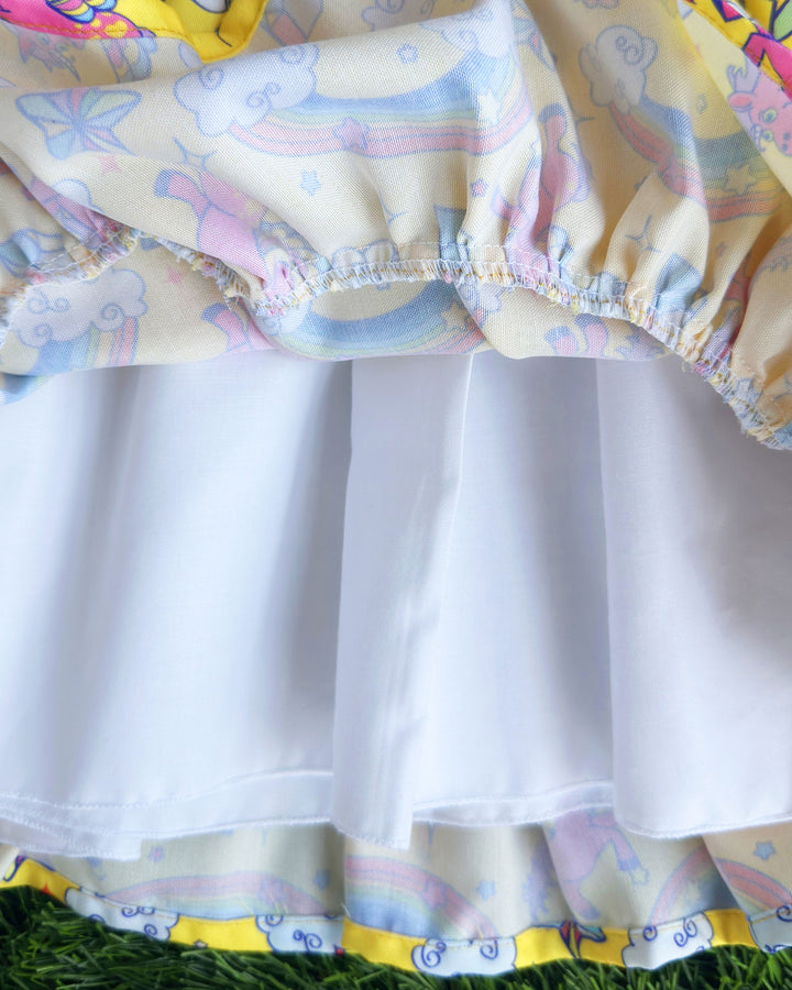 Unicorn printed baby girl's rayon frock