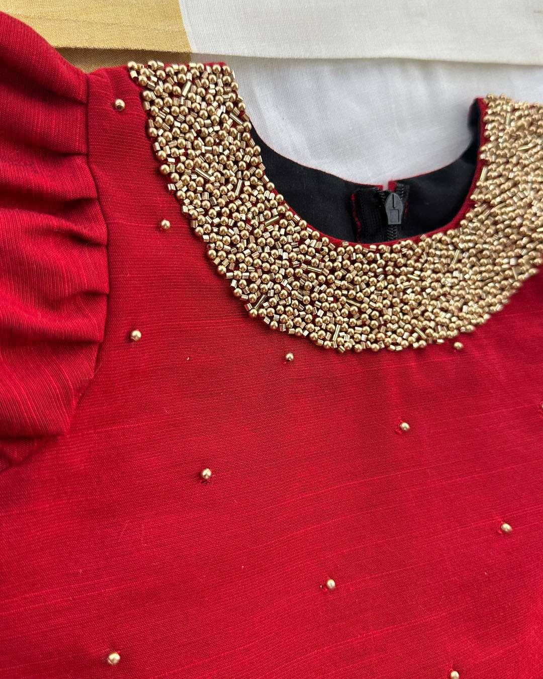 Cream & Meroon Combo Handwork Traditional Cotton Silk Lehenga Choli ...