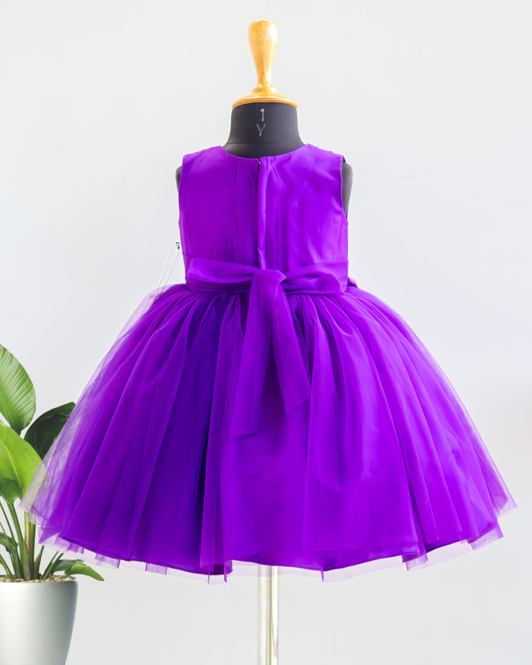 Violet shade handwork bow frock full look for baby girl – Stanwells Kids