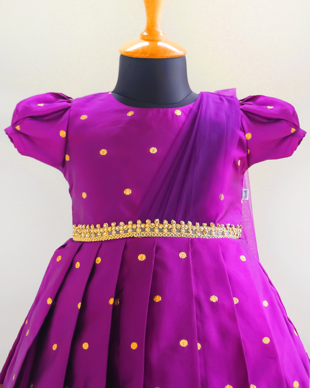 Violet silk butti frock, ethnic party wear, baby girl birthday dress, festive kids frock, violet shade girls frock