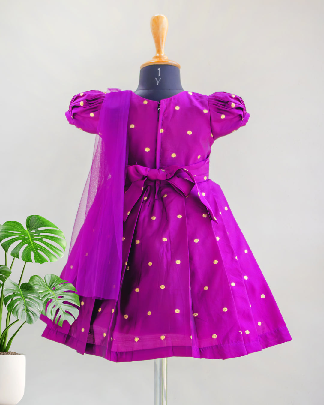 Violet silk butti frock, ethnic party wear, baby girl birthday dress, festive kids frock, violet shade girls frock