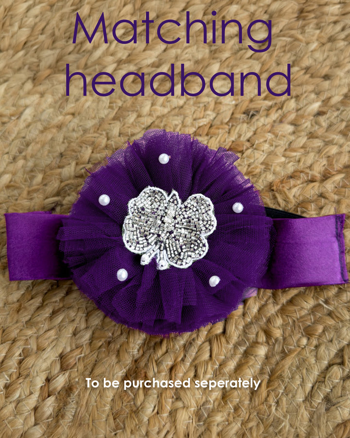 Violet Baby Girls Birthday Dress - Butterfly Theme Handwork Party Frock by Stanwells Kids