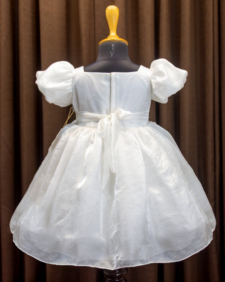 White organza cherry embroidered baby girls birthday dress, elegant partywear frock for kids, premium designer dress, Stanwells Kids