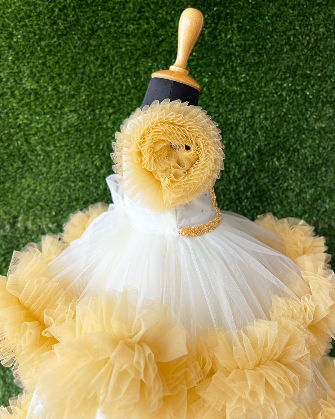 White & Cream Crown Ruffle Frock Baby Girl Birthday Dress Stanwells Kids White & Cream Crown Ruffle Frock Baby Girl Birthday Dress Stanwells Kids