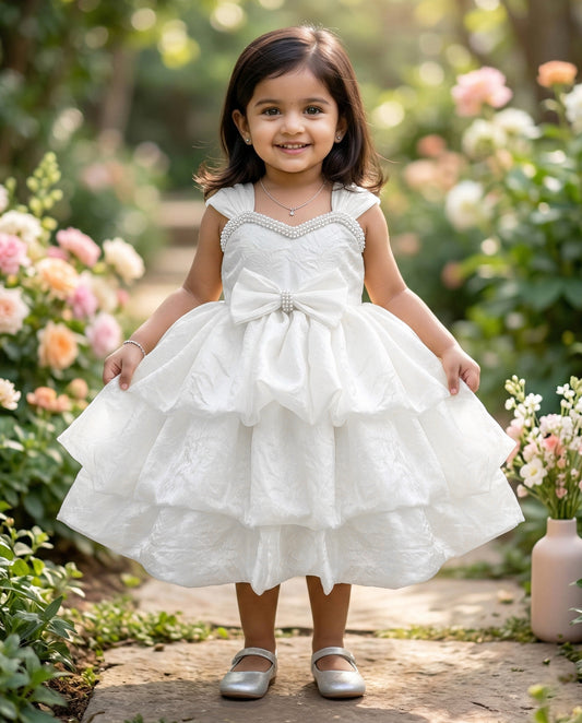 White western style premium silk frock front view baby girl – Stanwells Kids