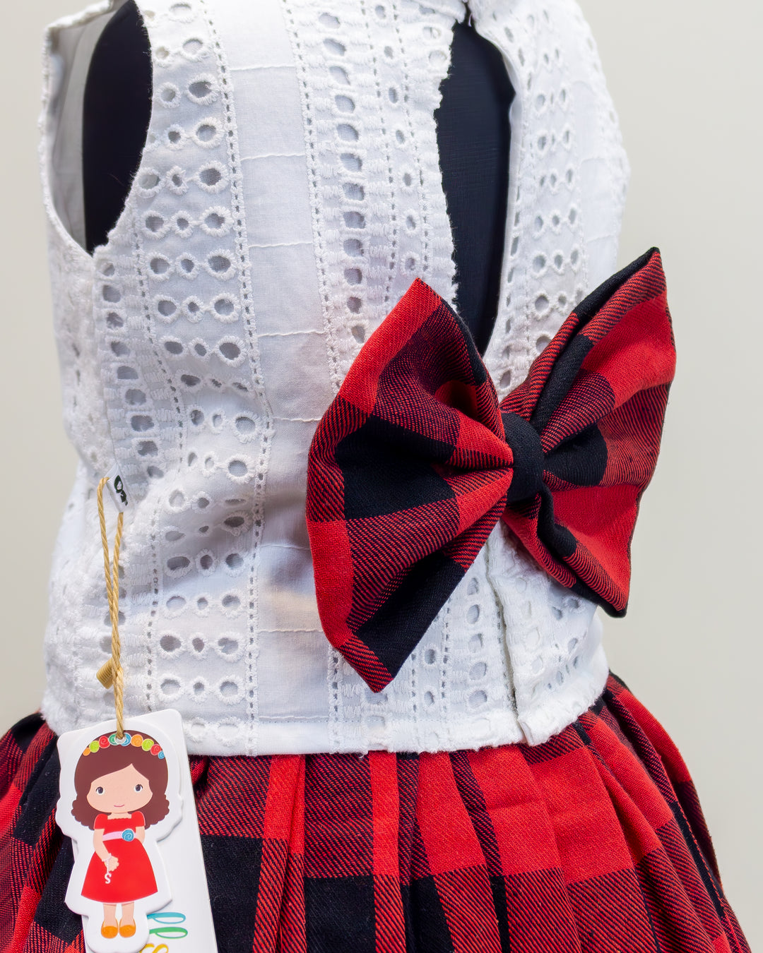 white and red christmas outfit for girls, cotton check skirt and top, baby girls birthday dress, christmas party wear dress for baby girl, toddler christmas outfit india, stanwells kids christmas dress