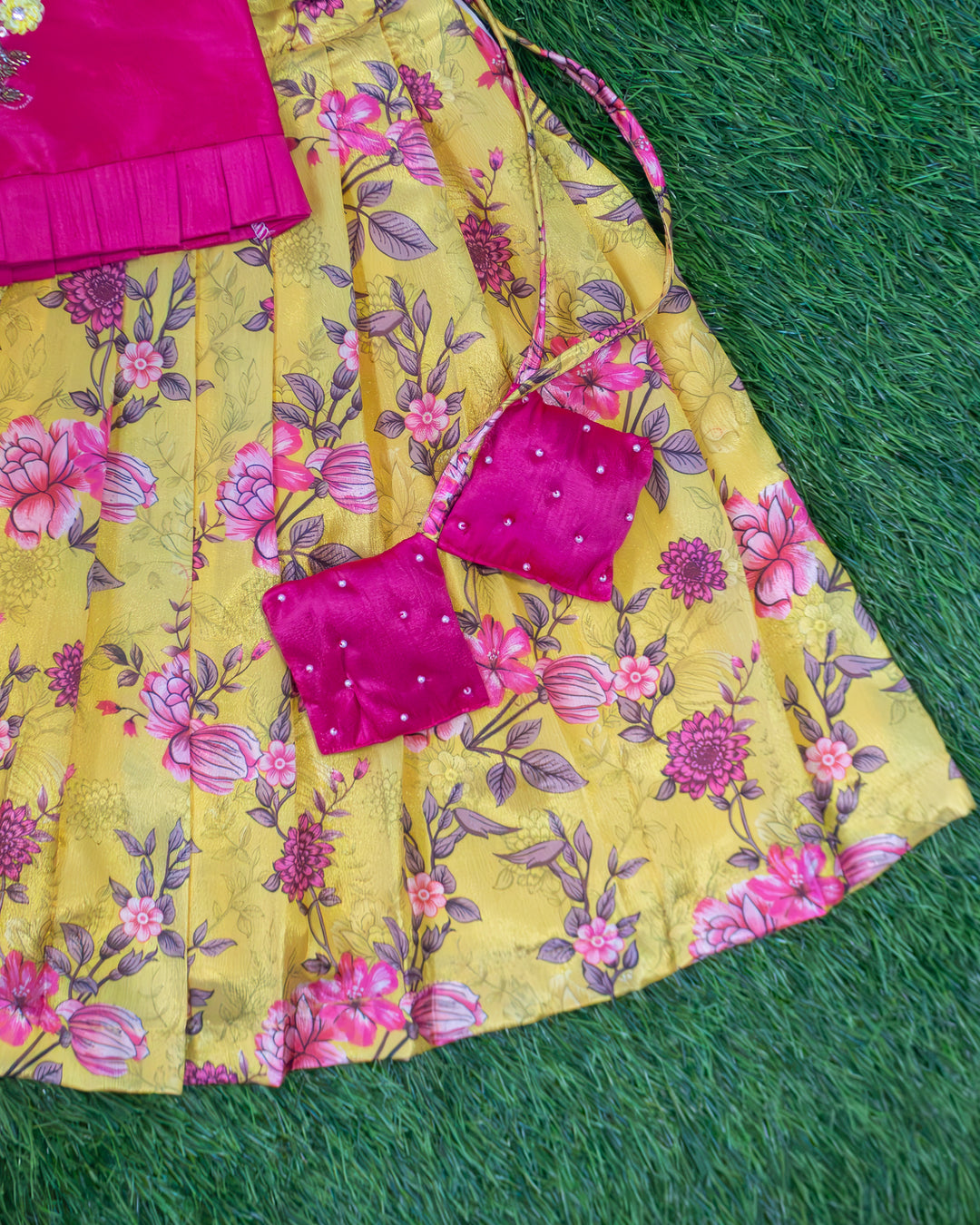 Yellow Handwork Lehenga Poplin Cotton Lining for Toddler – Stanwells Kids
