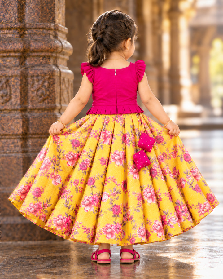 Yellow Floral Lehenga Festive Ethnic Wear Baby Girl – Stanwells Kids