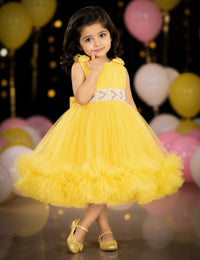 Yellow Ruffled Pleated Bow Frock for Baby Girl – Stanwells Kids