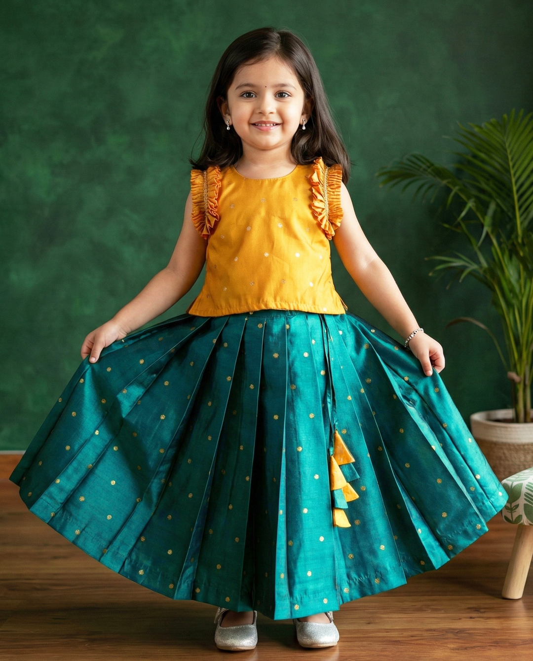 Baby girl birthday lehenga choli silk dress
Turquoise green mango yellow baby lehenga
Baby girl festive ethnic wear lehenga choli
Silk birthday outfit for baby girl India
Traditional baby girl wedding lehenga dress