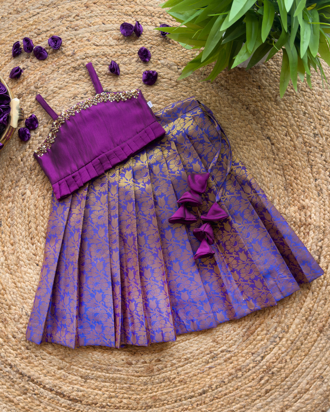 Baby Girl Birthday Silk Lehenga Dress Purple Pattu Outfit Stanwells Kids Baby Girl Birthday Silk Lehenga Dress Purple Pattu Outfit Stanwells Kids