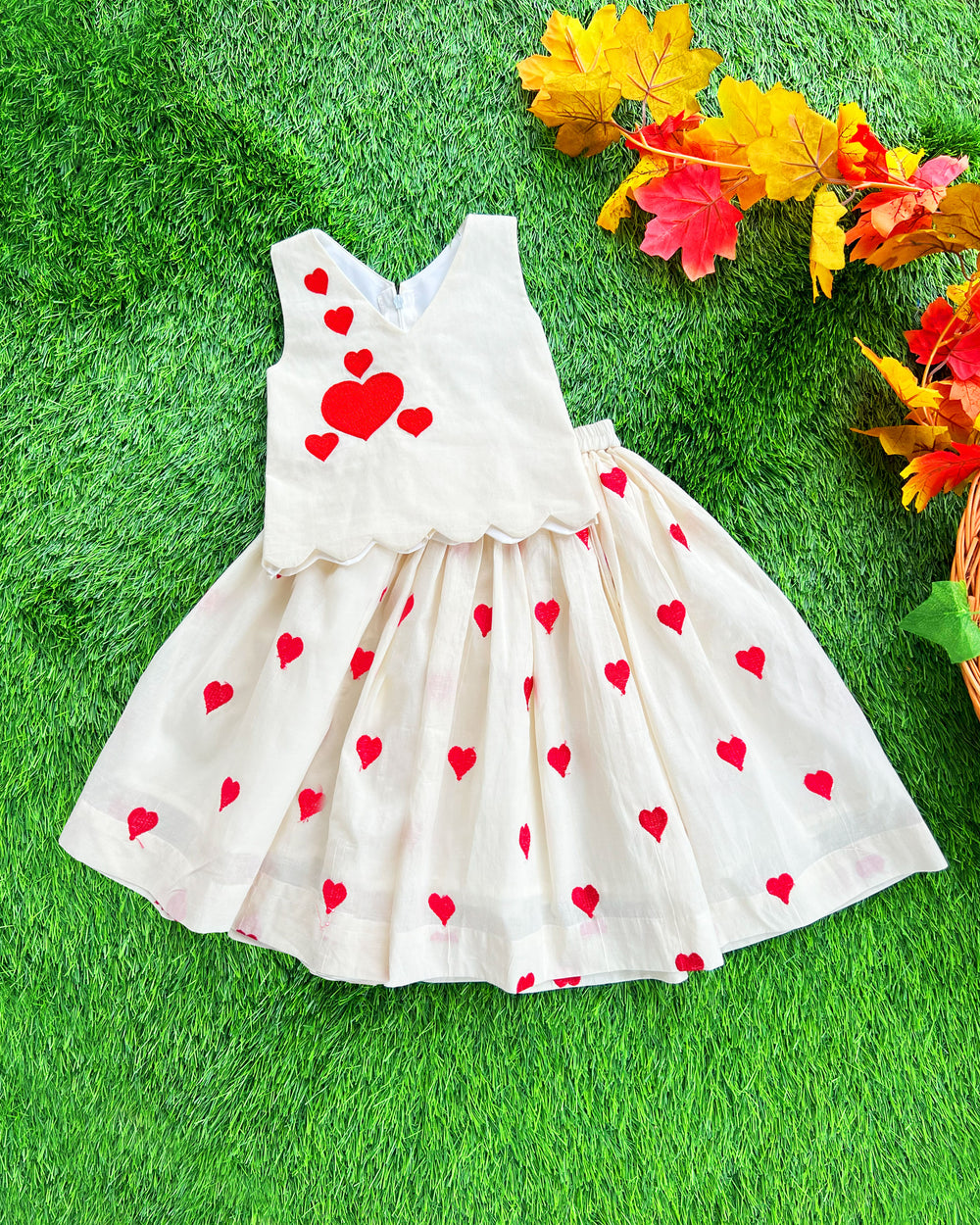 Baby girls cream red lehenga choli birthday dress party wear