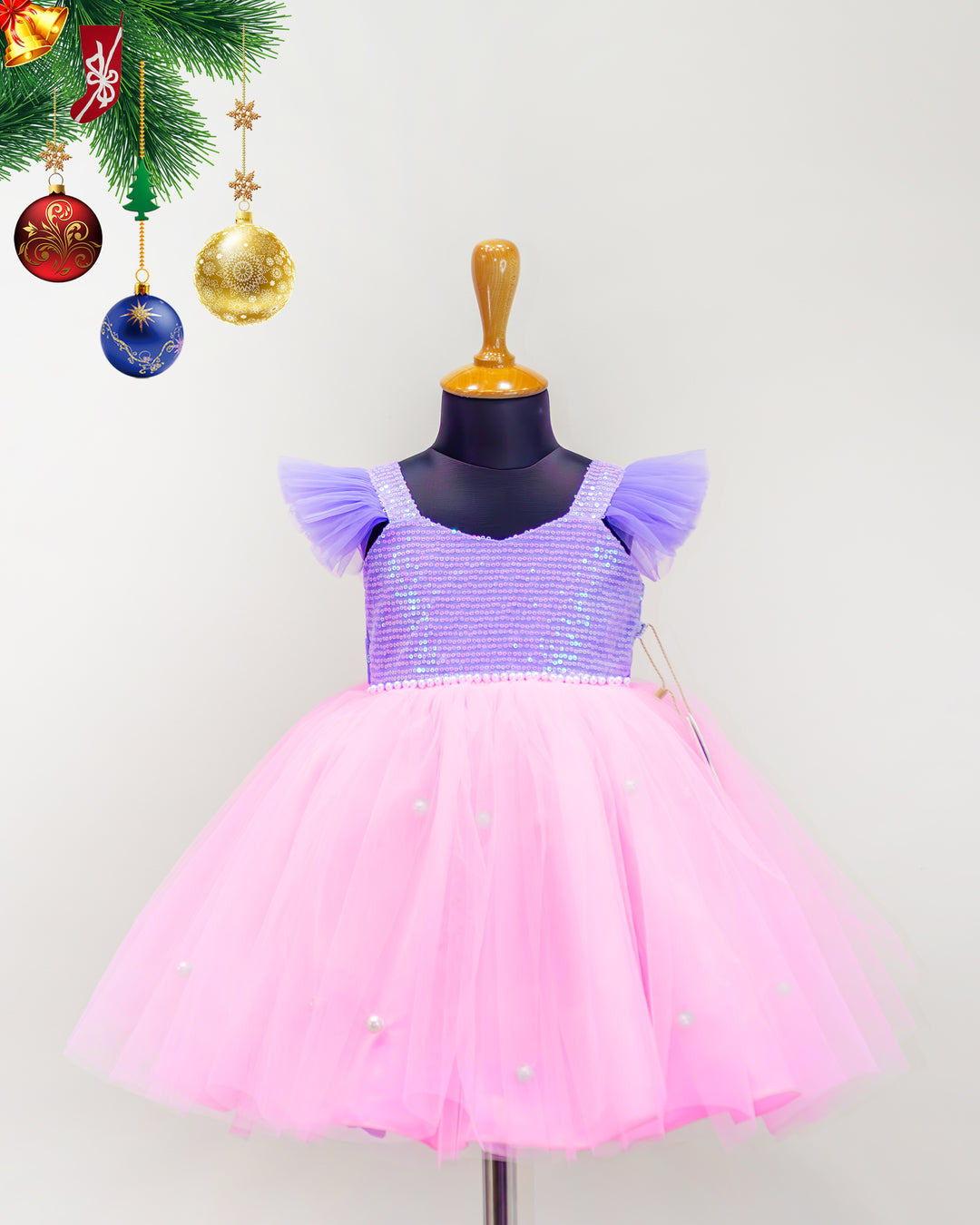 baby girls birthday dress, baby pink lavender frock, designer sequin dress for kids, partywear frock for baby girls, handworked birthday outfit, festive frock, toddler birthday wear, premium kids dress, stylish sequin frock