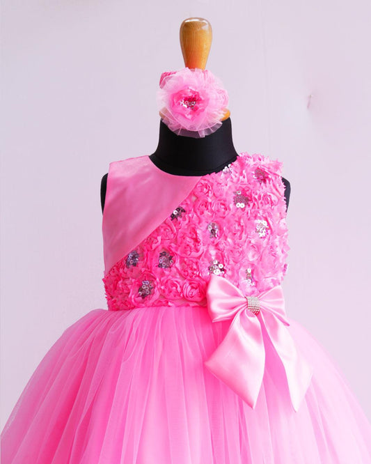 Baby pink sequins yoke birthday frock for baby girl – Stanwells Kids