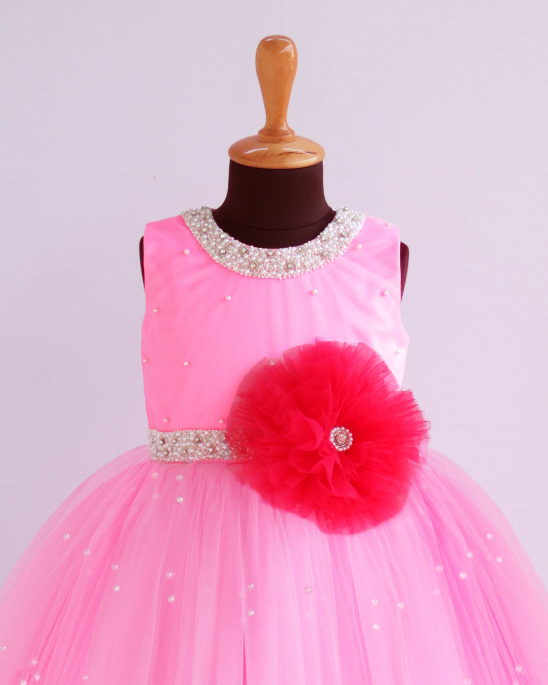Baby Pink & Rany Pink Combo Beads Handwork Partywear Frock
Material: Baby pink and rany pink shade handwork baby-girls partywear birthday frock is made with soft mono nylon net fabric. Yoke part is designed in a normal patt