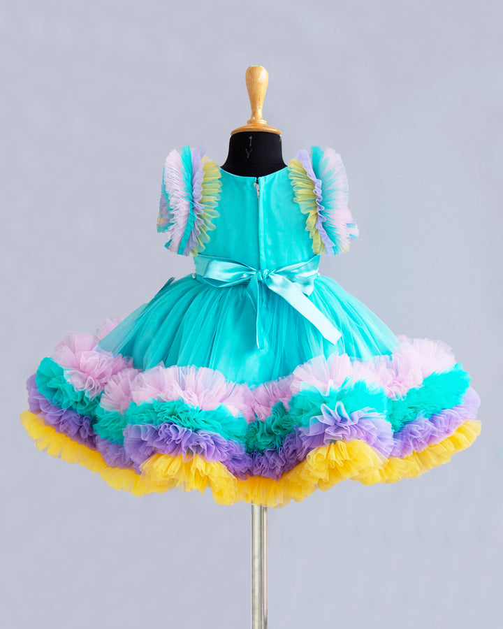 baby shark, designer frock for baby girls, kids clothing, partywear collections baby, 1 year birthday, handwork frocks, multi colour layer frock india