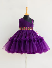 Purple Pleated Handwork Ruffles Frock for Baby Girl – Stanwells Kids