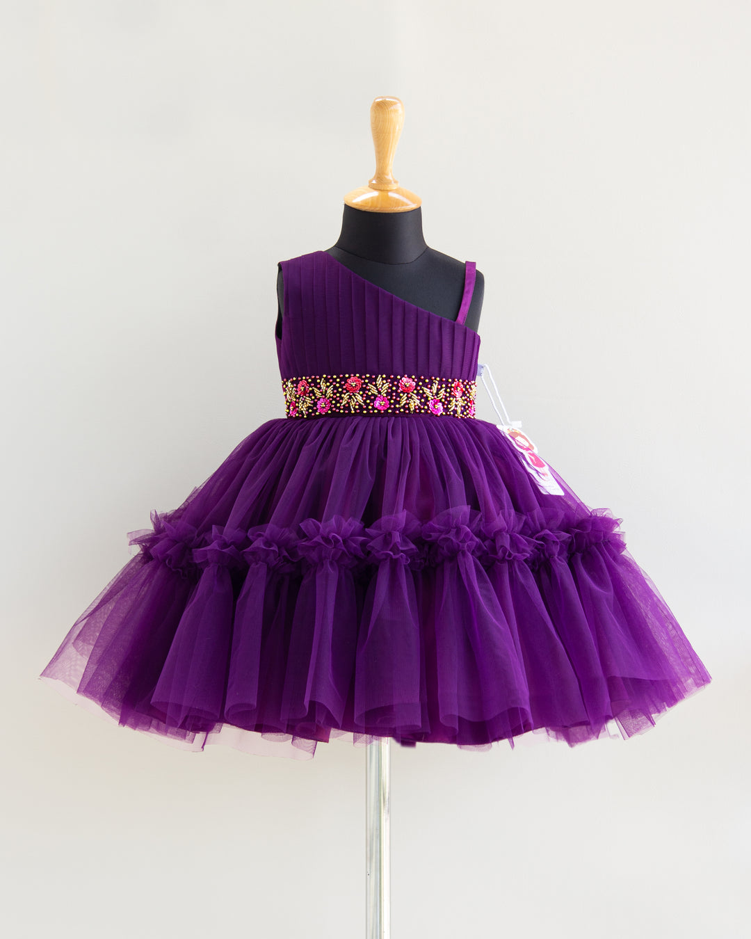 Purple Birthday Pleated Handwork Party Wear Ruffles Frock Stanwells Kids Purple Birthday Pleated Handwork Party Wear Ruffles Frock Stanwells Kids