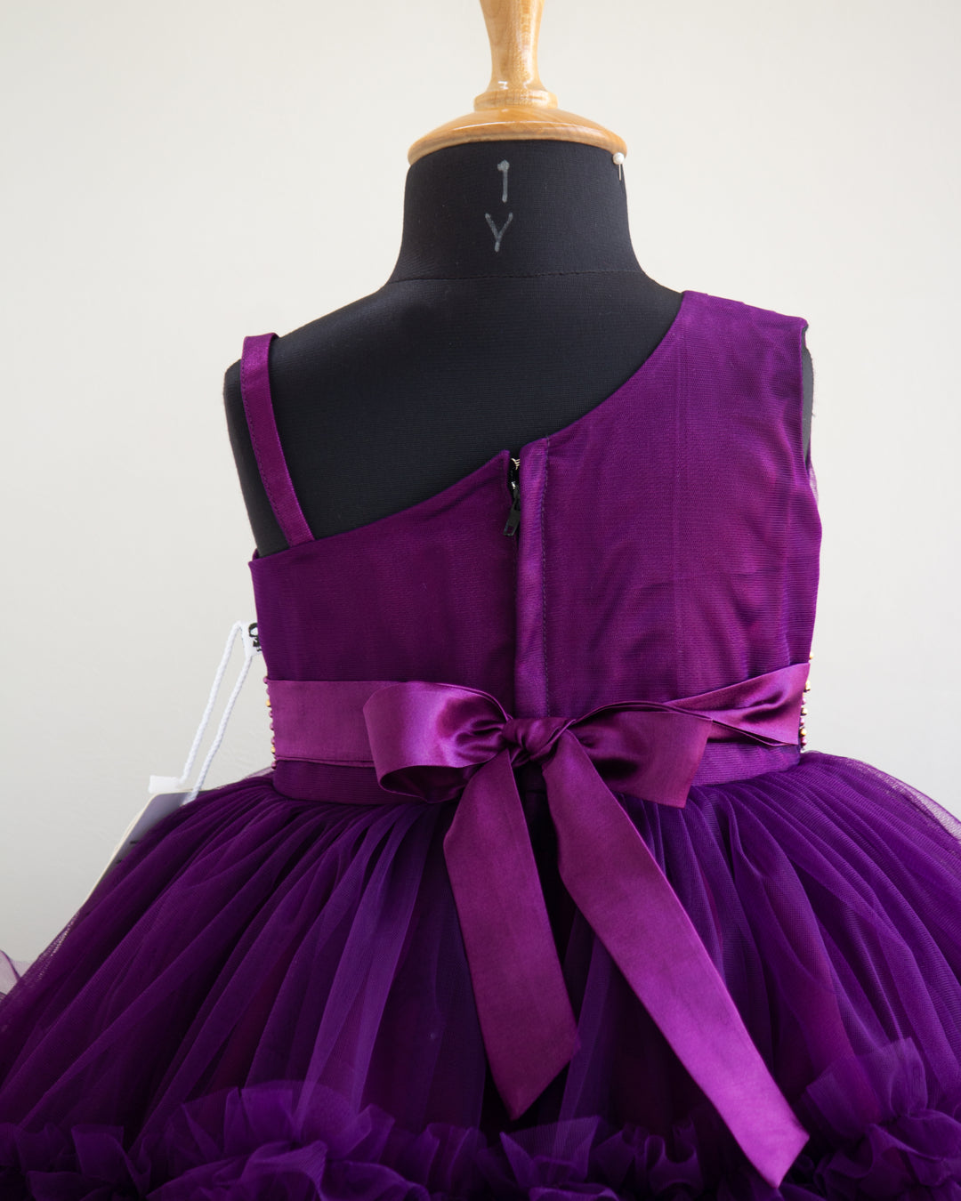 Purple Shade Pleated Handwork Party Wear Ruffles Frock