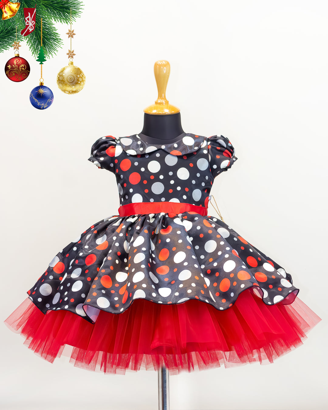 baby girls birthday dress, black satin frock, Christmas frock for kids, printed satin partywear dress, festive outfit for girls, toddler party dress, elegant kids frock, soft satin birthday dress, baby girl Christmas outfit