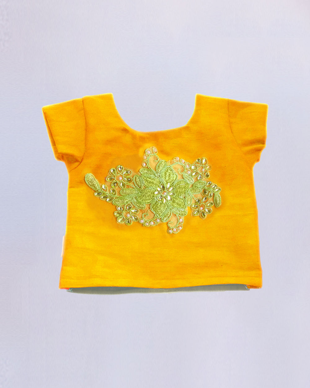 yellow colour applique lehenga choli blouse stanwells kids