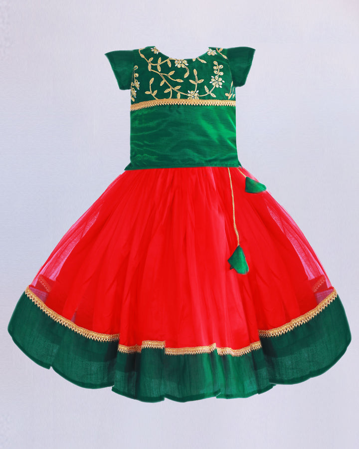 green and red embroidery stone work baby girls lehenga choli from stanwells kids 