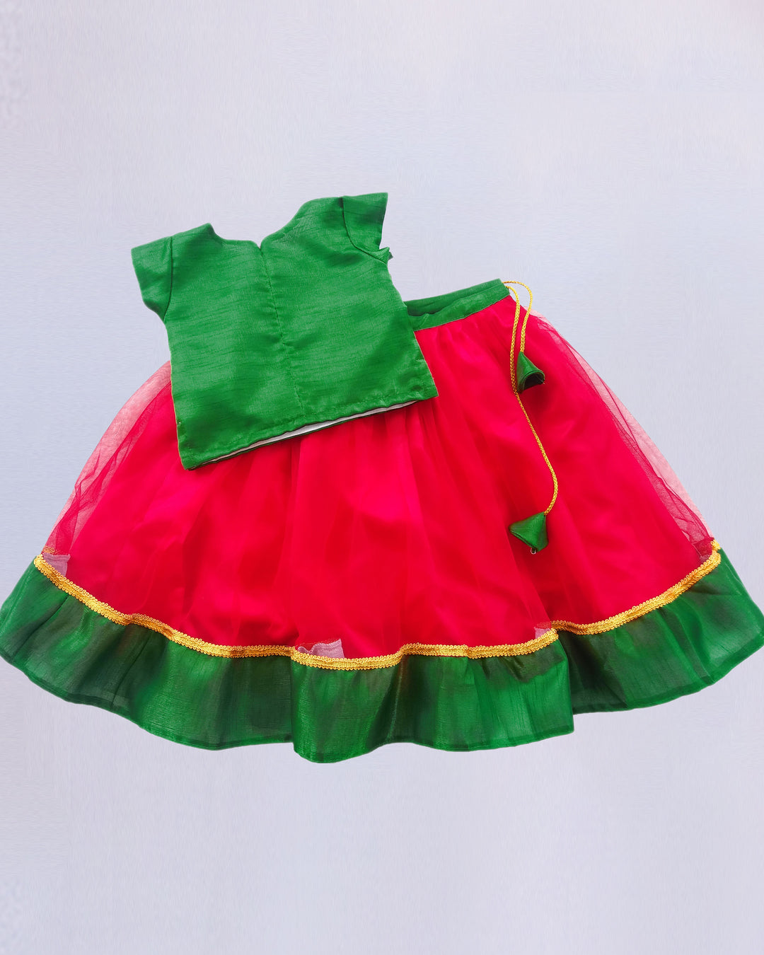 green and red embroidery stone work baby girls lehenga choli from stanwells kids 